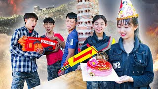 Xgirl Nerf Studio:Candy giving Cake Birthday to Cherry & Warriors SEAL X Girl Nerf Guns Alibaba Team