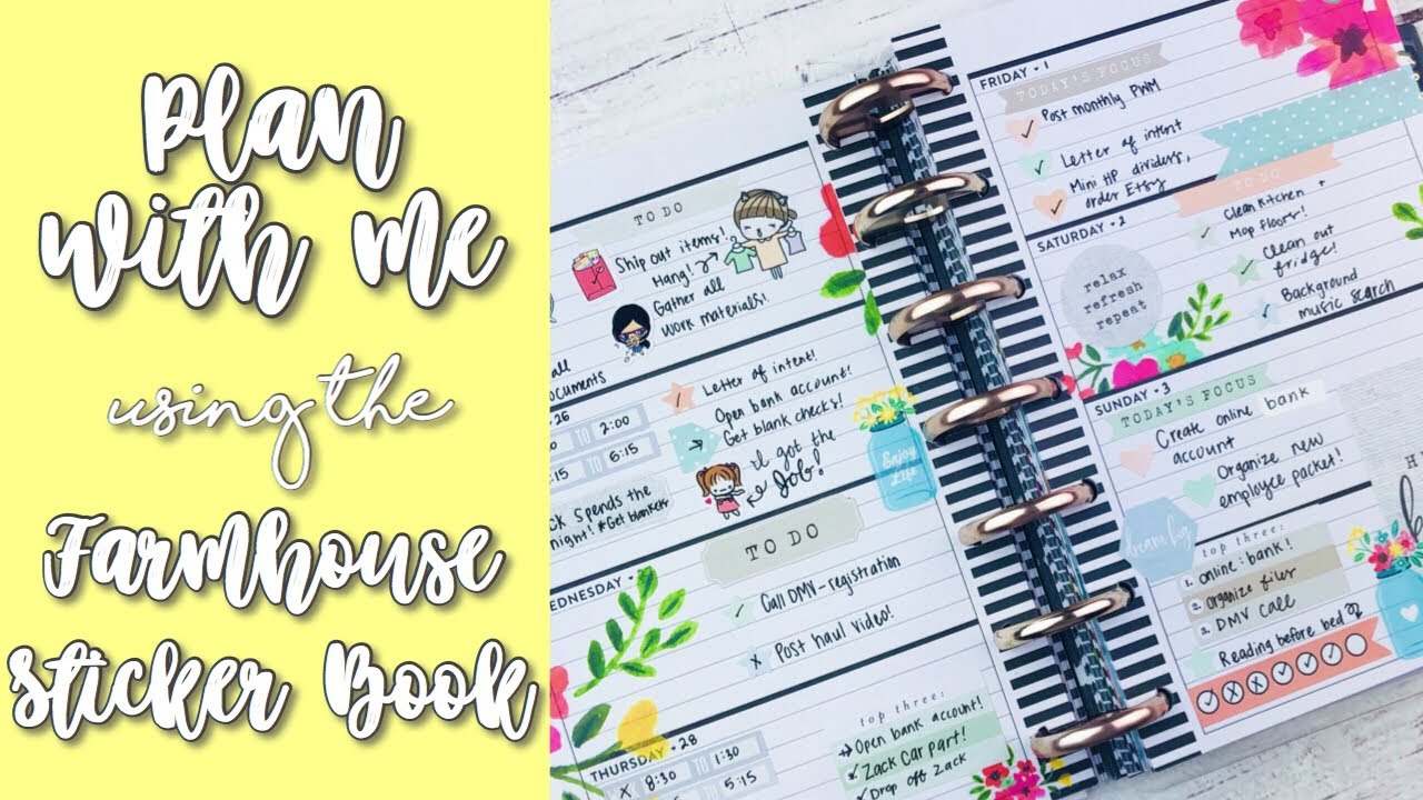 Plan With Me! | Mini Happy Planner | 🌿 Farmhouse Sticker Book! 🌿 - YouTube