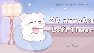 20 minutes - Relax & study with me Lofi | Cozy Bear #timer  #20minutetimer #lofi #relaxing #calm