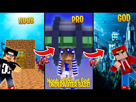 Minecraft Noob Vs Pro Vs God Underwater Base Challenge Youtube - videos matching noob vs proroblox social experiment revolvy