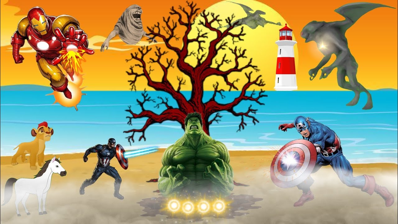 كابتن امريكا والبطل الخارق ايرون مان ينقذوا هالك من وحش الدخان |قصص الابطال| وقت الحدوتة