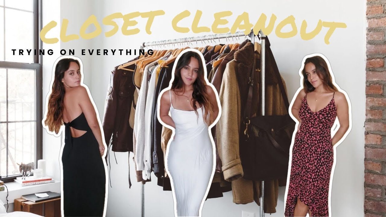 Trying on everything in my closet! Closet cleanout: dresses - YouTube