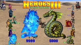 Heroes 3 Combat 9999 Each Slot Conflux Vs 5000 Each Slot Cove L9