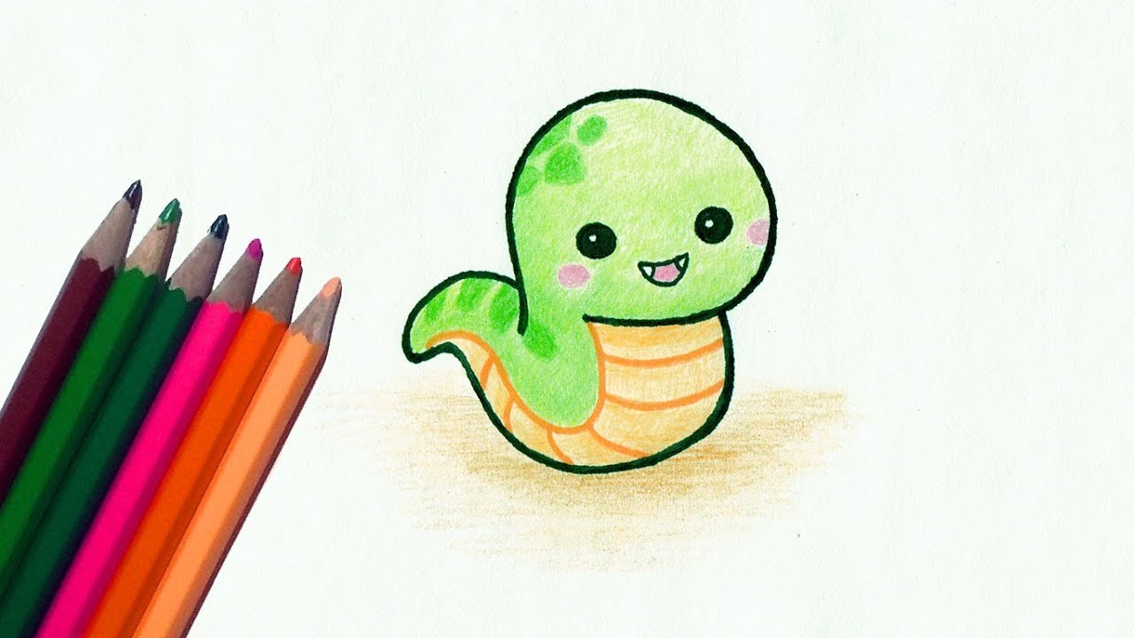Cute animal tutorial draw cute snake Fun and easy to follow