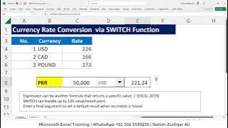 SWITCH Function in Microsoft Excel | Currency Rate Conversion