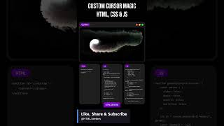 Custom Cursor Magic ✨ HTML, CSS & JS #html5 #css3 #webdesign #coding #javascript