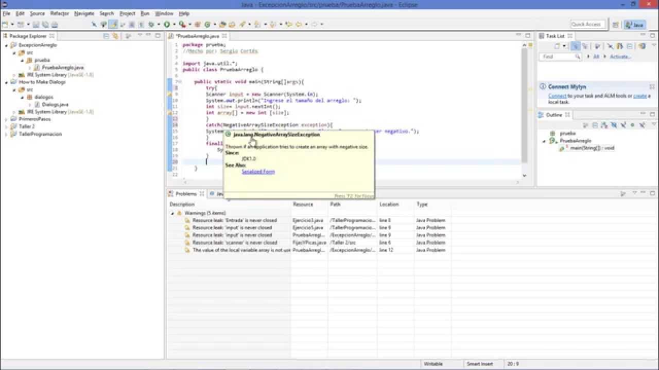 NegativeArraySizeException en Java - YouTube