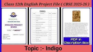 Class 12 English Project File Indigo | CBSE 2025-26 | With PDF #cbse #english #pdf 