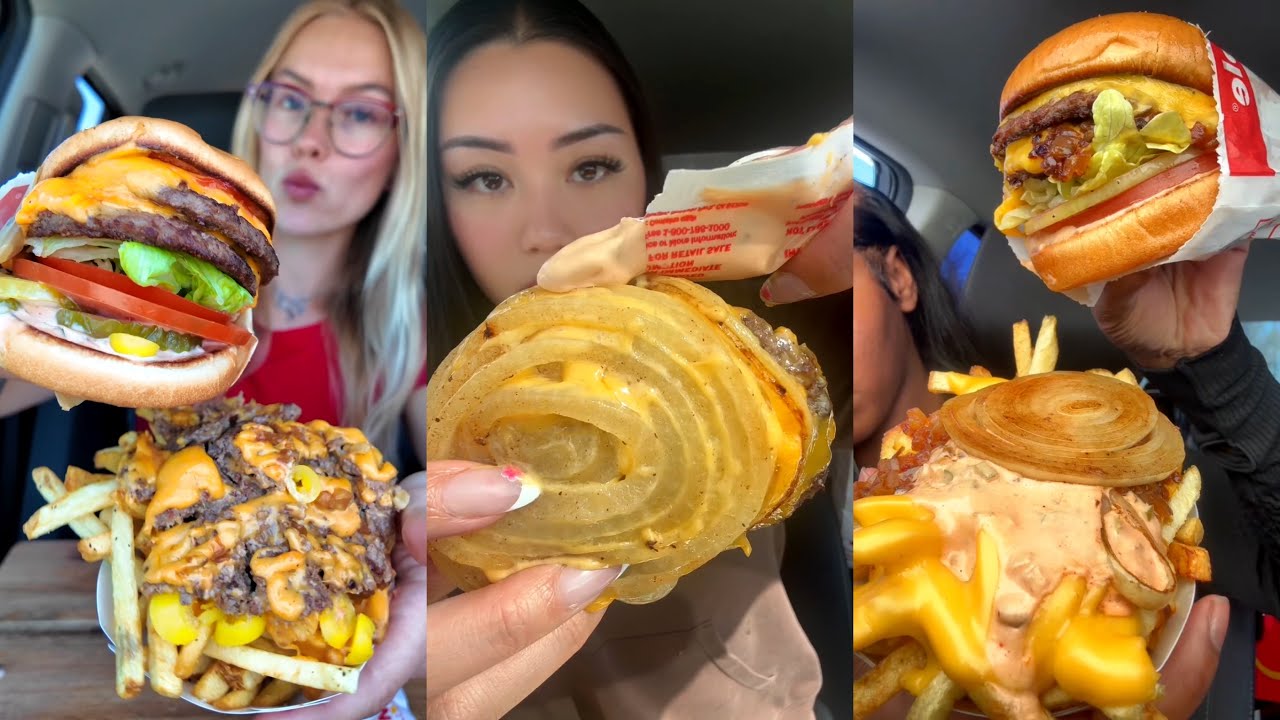 TIKTOK In-N-Out Burger Mukbang Compilation | Flying Dutchman, Animal Style Fries & More!