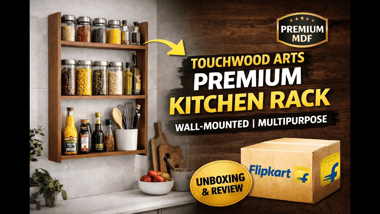 TOUCHWOOD ARTS Containers Kitchen Rack Wood Ana Craft Wall-Mounted Rack – 3 Tier Storage Organizer