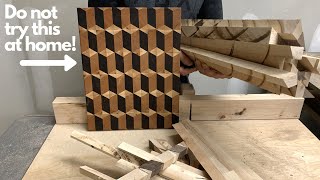 Stand out pattern cutting board l No talking No music woodworking l 3D rectangle l How to