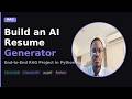 Build an AI Resume Generator with RAG | Real-World End-to-End Python Project