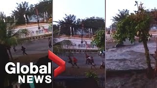 New video of tsunami striking Indonesian coast emerges