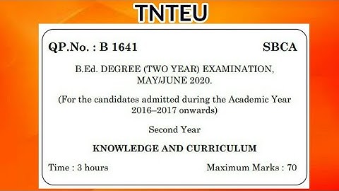 KNOWLEDGE AND CURRICULUM MAY/JUNE 2020 PREVIOUS YEAR QUESTION PAPER