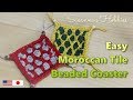かぎ針編みコースター♡簡単モロッカンタイル Crochet Coaster Moroccan Tile Tutorial Scrap Yarn Project スザンナのホビー