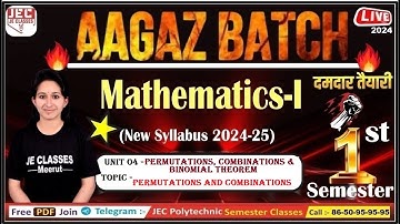 #63 Mathematics – I UPBTE 1st Semester Starting Batch All Branch JE CLASSES