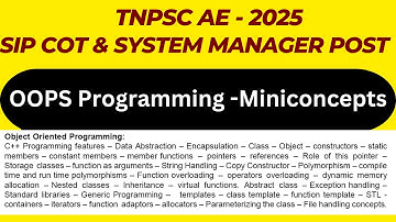 OOPS ProgrammingMiniconcepts-SIPCOT &Systemmanager post  TNPSCAE #tnpscae#eee#ece#material#testbatch