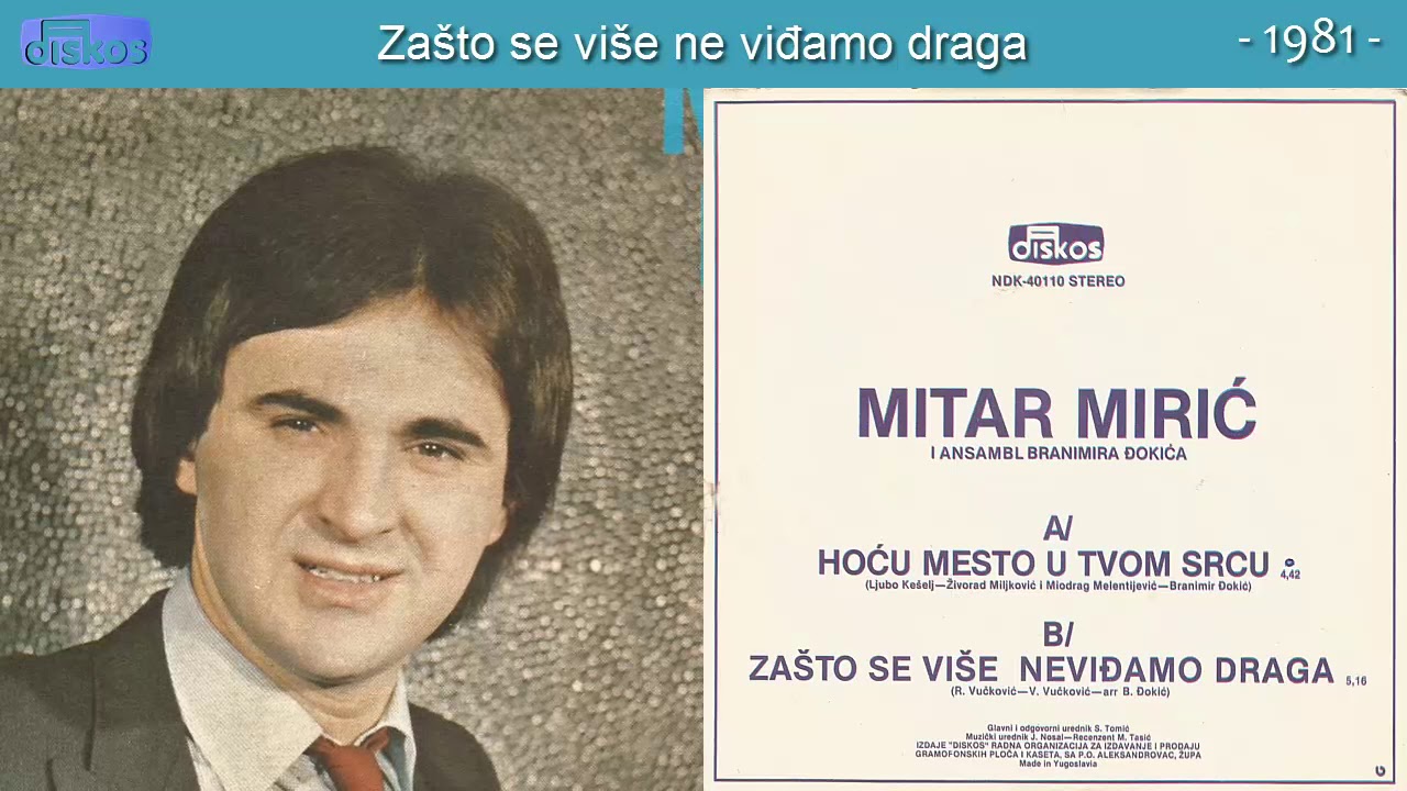 Mitar Miric - Zasto se više ne vidjamo draga - (Audio 1981)