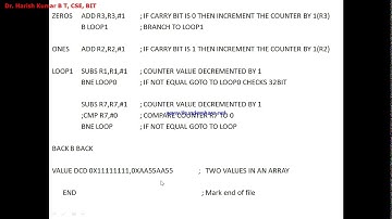 Lab Program 8: ARM ALP  Program to Count Zeros and Ones in Two Consecutive  Memory Locations