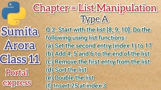 Start with the list 8 9 10 Do the following using list functions a Set the second entry