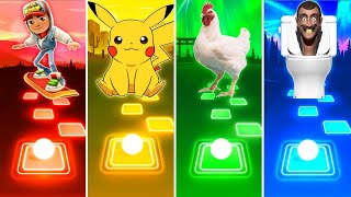 Subway Surfers vs Pikachu vs Chicken vs Skibidi Toilet - Tiles Hop EDM Rush