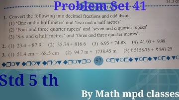 Problem Set 41 | Class 5 | Chapter 9 Decimal Fractions