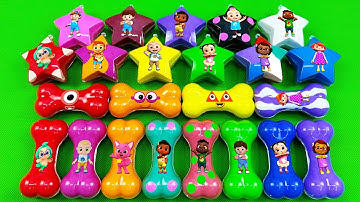 Rainbow SLIME - Looking Pinkfong, Cocomelon, Numberblocks, Alphablocks Star, Bones Coloring - ASMR