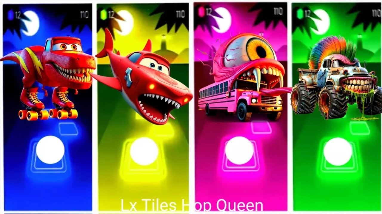 Bus Eater EXE 🆚 Minions Roaches 🆚 McQueen Dinosaur 🆚 McQueen Transformers-Tiles Hop EDM Rush🎶