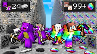 JJ and MIkey: DARK vs RAINBOW Mine Battle in Minecraft - Maizen