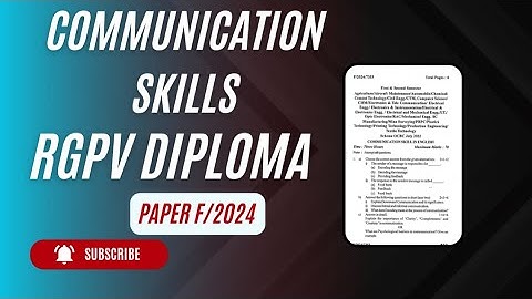 RGPV Diploma | Communication Skills English | Polytechnic Previous year 2024 Question paper