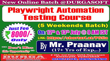 Playwright Automation Testing Course Online Training @ DURGASOFT
