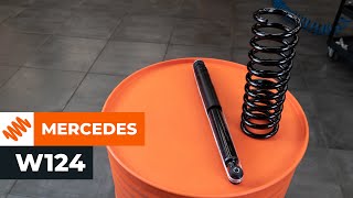 How to change rear shock absorber and coil springs on MERCEDES W124 [TUTORIAL AUTODOC]