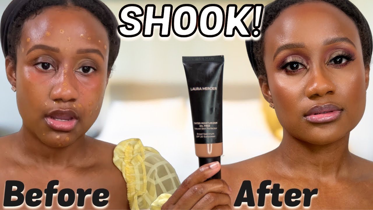 I'M SHOOK 😳! *NEW* Laura Mercier OIL FREE Tinted Moisturizer Review |  Skint Tint For Dark Skin - YouTube