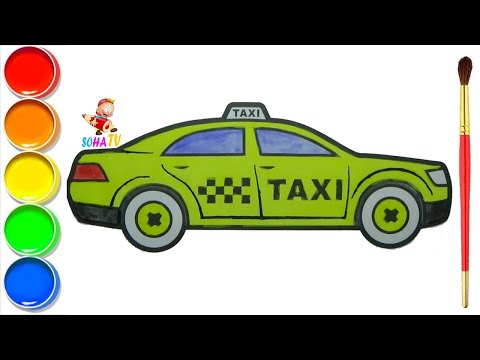 TÔ MÀU Ô TÔ TAXI CHO BÉ 🚗 Dạy Bé Tô Màu Nước 🚚 Taxi Coloring for Kids