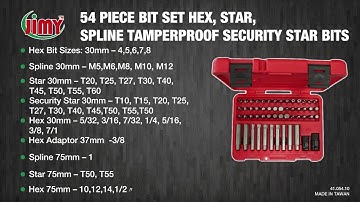 Jimy Tools-54 PC Bit set hex, star, spline tamperproof security star bits