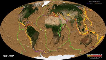 Cumulative Earthquake Activity 1980-1995 with Tectonic Plates