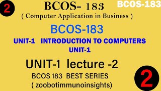 L-2  Bcos183  Unit-1  Lecture 2 Computer Applications in Business 2025 best series complete
