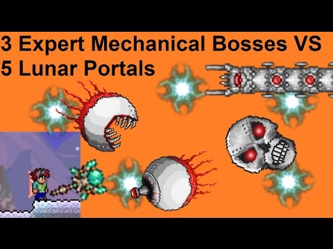 Terraria - 3 Expert Mechanical Bosses VS Lunar Portal Staff