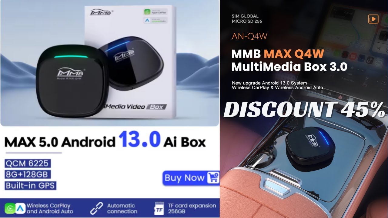 New MMB Android 13 Max 5.0 Ai Box QCM6225 8+128G Android Auto