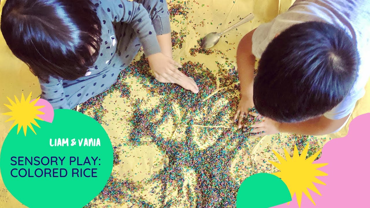 SENSORY PLAY USING COLORED RICE ft. KIDSTARTER | Liam and Vania - YouTube