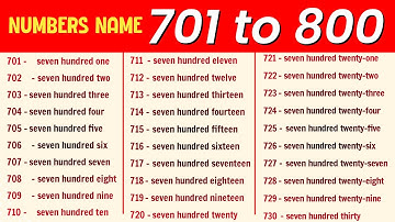 Numbers 701 to 800 || Numbers name 701 to 800 || Numbers in words 701 to 800