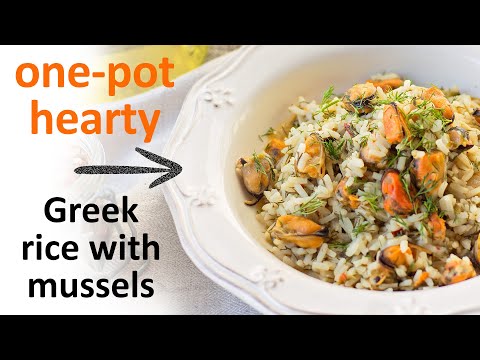 Easy, hearty, one-pot Greek rice with mussels | Midopilafo