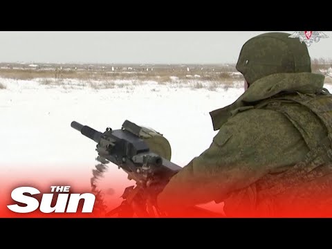 Russian troops fire rifles in harsh conditions in joint-military drills in Belarus.