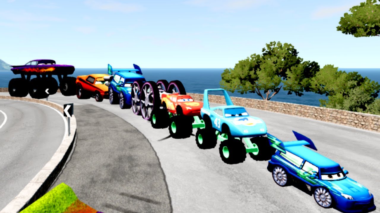 BeamNG Drive Pixar Cars 4, Lightning McQueen, Maddy McGear, Darrell
