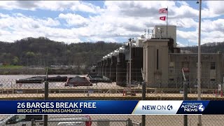 26 barges break free on Ohio River