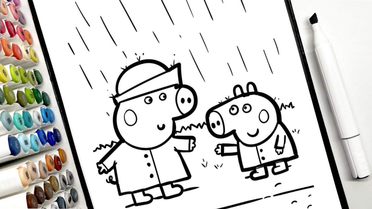 Coloring Peppa Pig Rainy Day Coloring Page | Coloring Videos for Kids # ...