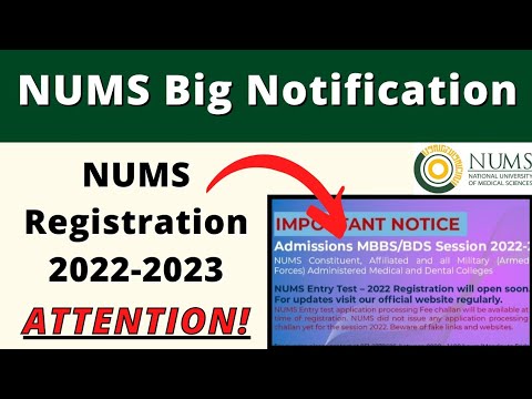 Attention! NUMS Registration 2022 Opening | Nums Entry Test 2022 | Mdcat 2022 Latest News