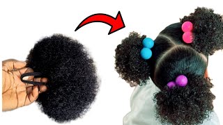 OMG  I MADE THIS NATURAL AFRO PONYTAIL HAIR BUN FOR KIDS / TODDLERS