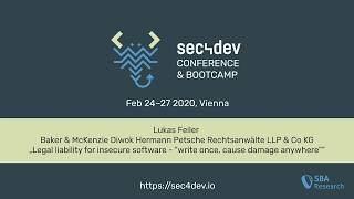 sec4dev 2020 - Legal liability for insecure software - write once, cause damage anywhere
