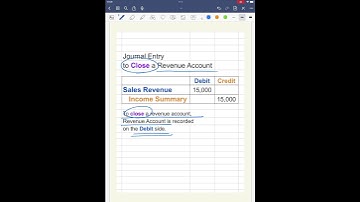 Closing Journal Entry Example 1: Revenue Account, 101
